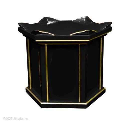 【寺院仏具】黒塗り 椅子式用の背高六角木魚台(磬子台)1.5尺　安心の国産品　自社工場にて製作　木製高級寺院仏具通販(受注生産品)(商品番号10343k)