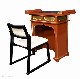 【寺院仏具】朱塗り　椅子用導師机と本堂用椅子　(幅75cmｘ高74cmｘ奥34)安心の国内自社工場製 (受注生産品)（商品番号11202s)