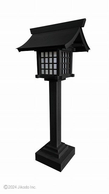 【神具】黒色　桧製の置き型神前灯篭(室内用)　高さ1.5メートル大型灯籠　LED電装付　1台価格　安心の国内自社工場製作品　木製高級神具・仏具通販(受注生産品)(商号10263k）