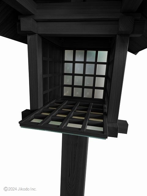 【神具】黒色　桧製の置き型神前灯篭(室内用)　高さ1.5メートル大型灯籠　LED電装付　1台価格　安心の国内自社工場製作品　木製高級神具・仏具通販(受注生産品)(商号10263k）