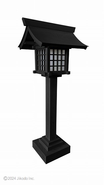 【神具】黒色　桧製の置き型神前灯篭(室内用)　高さ1.5メートル大型灯籠　LED電装付　1台価格　安心の国内自社工場製作品　木製高級神具・仏具通販(受注生産品)(商号10263k）