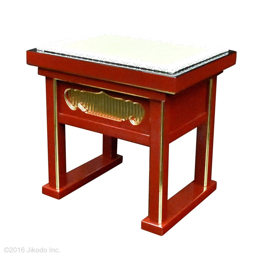 【寺院仏具】幅約43センチ　潤み塗りの背高経机用椅子　　(受注生産品)（商品管理番号11028u）