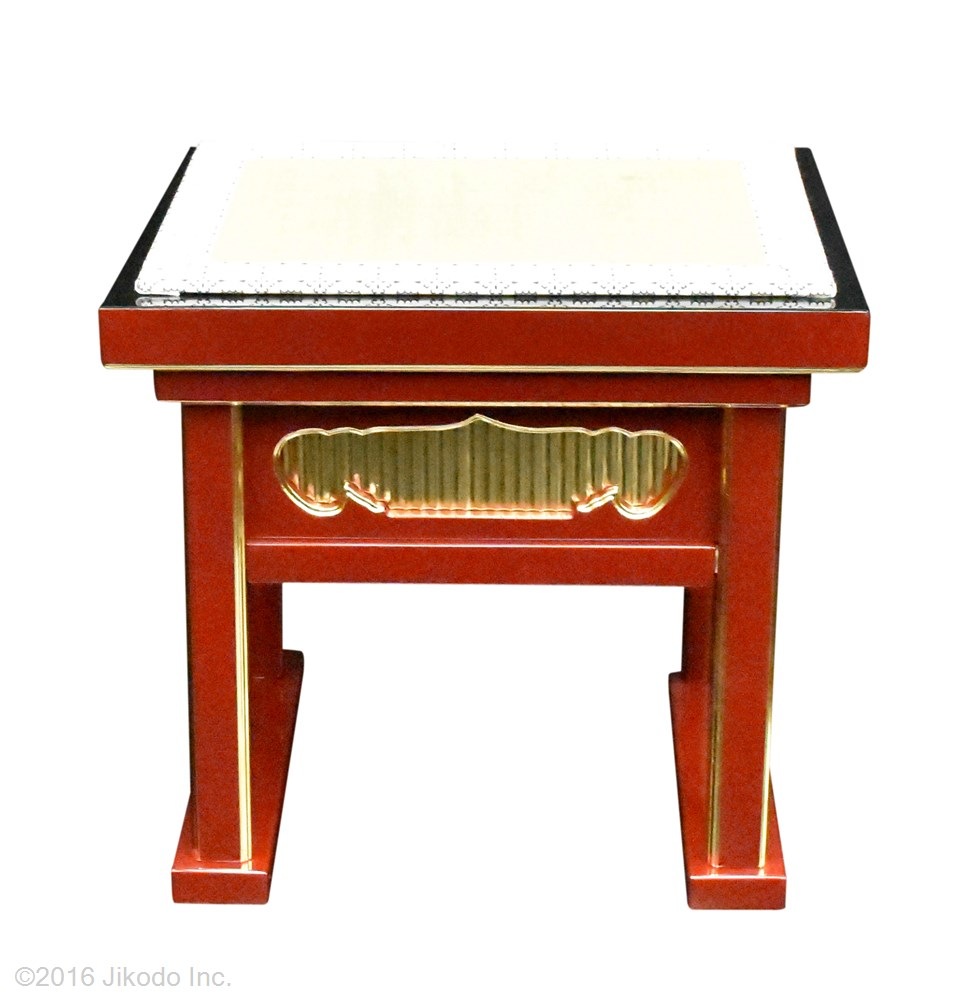 【寺院仏具】幅約43センチ　潤み塗りの背高経机用椅子　　(受注生産品)（商品管理番号11028u）
