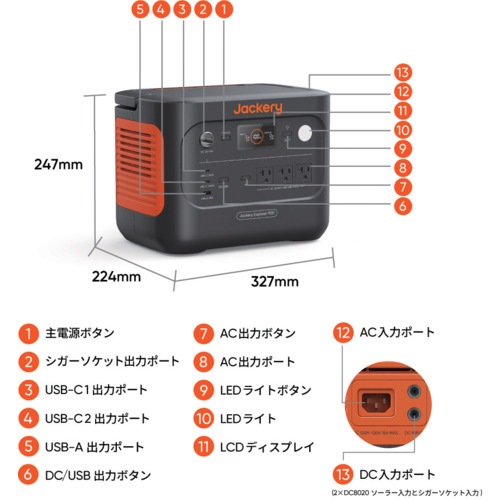 Jackery ジャクリ ポータブル電源 900 JE-900A 未使用品 JE-900A ポータブル電源900(容量960Wh/定格出力1500W) 1台 Jackery