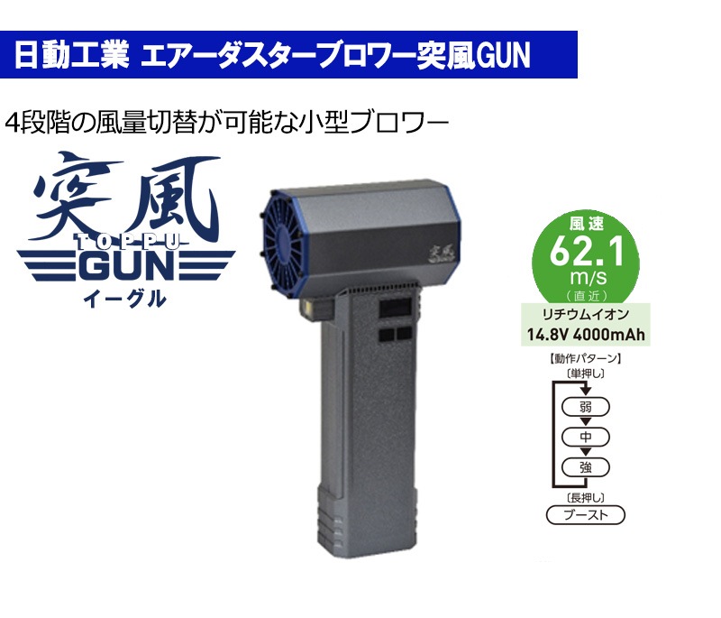 ○[即納在庫有り] TPG-PI-L 日動工業 NICHIDO 突風GUN ブロワー 充電式