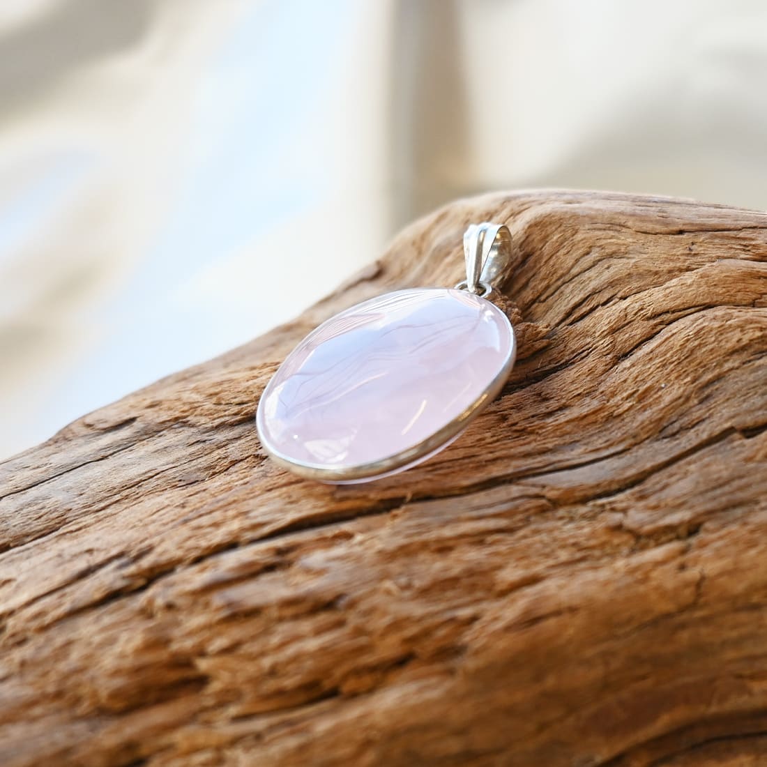 ペンダントトップ（ローズクォーツ・楕円）