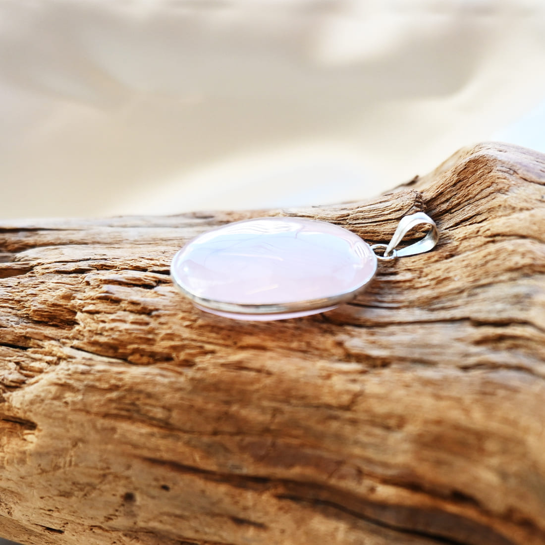 ペンダントトップ（ローズクォーツ・楕円）