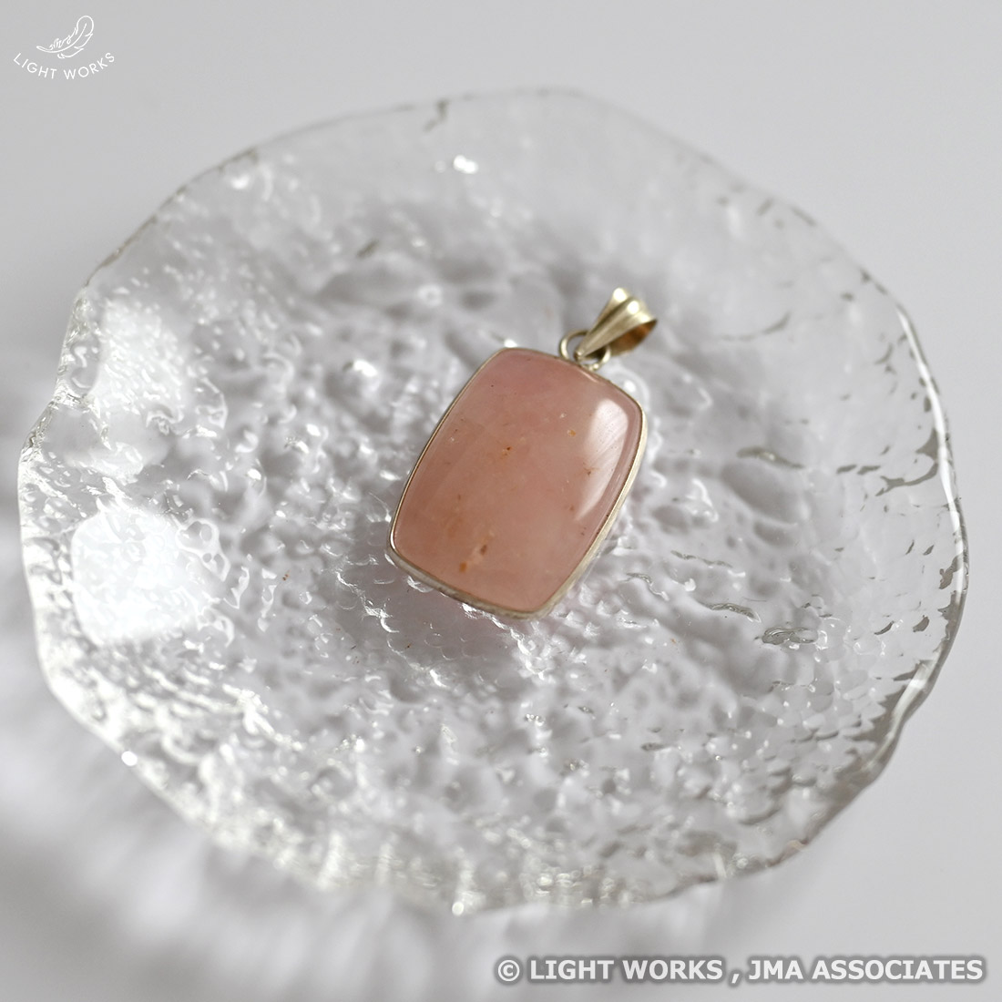 ペンダントトップ（ローズクォーツ・四角）｜ライトワークス