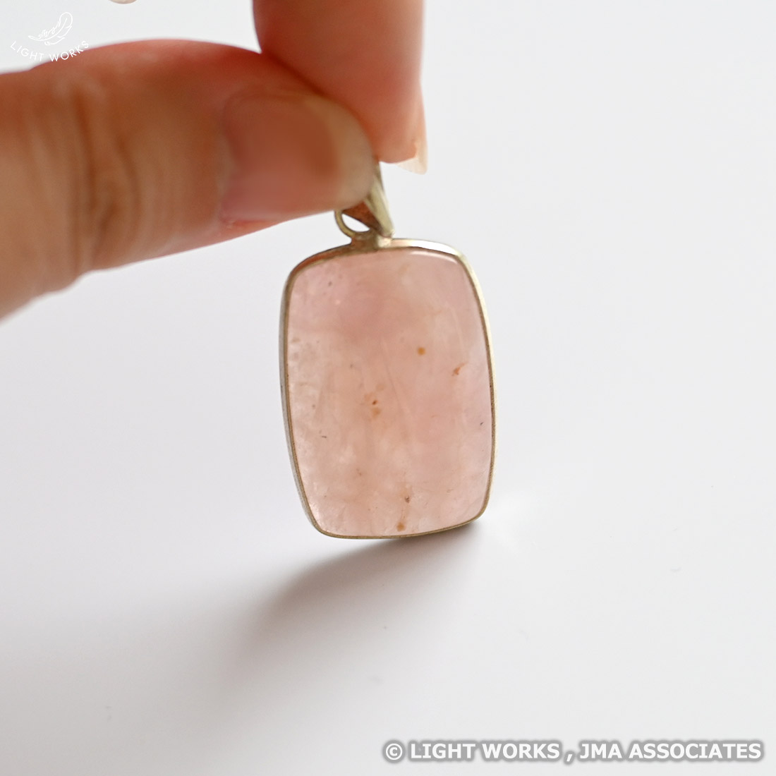 ペンダントトップ（ローズクォーツ・四角）｜ライトワークス