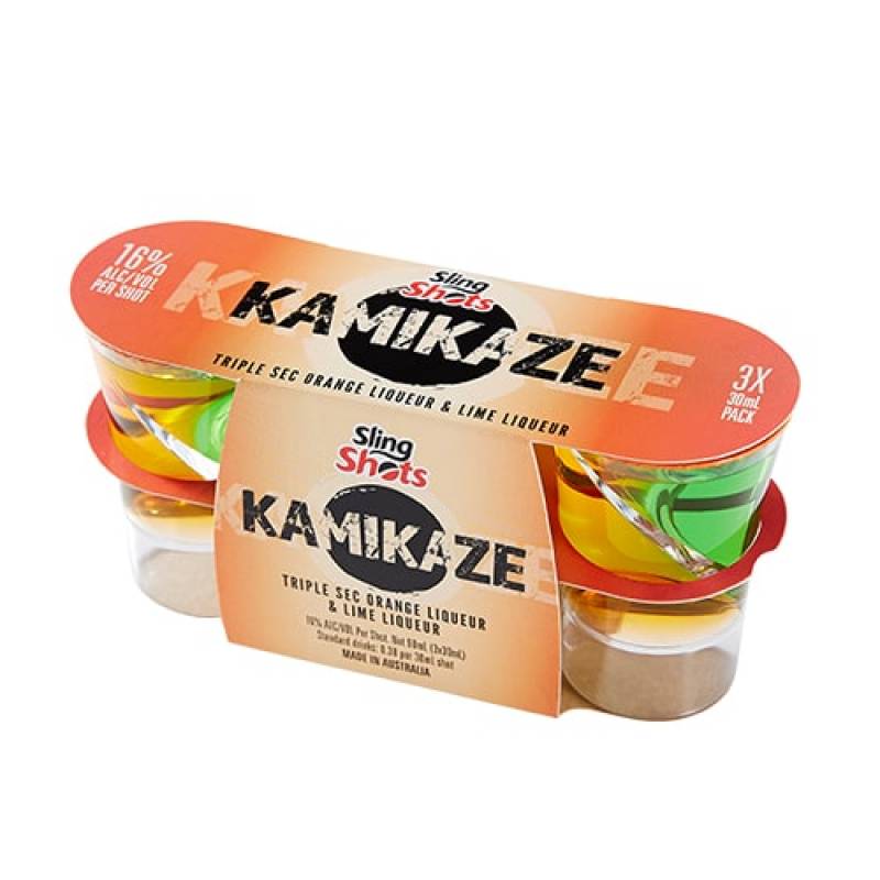 スリングショット　カミカゼ 「トリプルセック & ライムリキュール」1パック（30ml×3本入） 16度 リキュール ショット飲み クラブ バー イベント パーティー sling shots ハロウィン