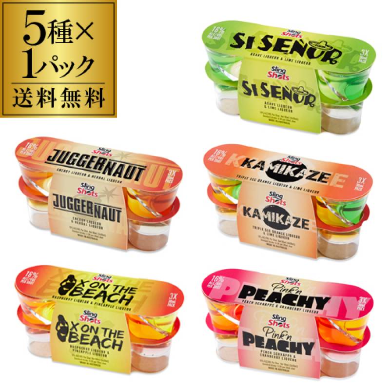 【お試し送料無料】スリングショット 5種セット 5種×3本（計15本） 1本あたり202円(税込) 16度 リキュール ショット飲み クラブ バー イベント パーティー sling shots