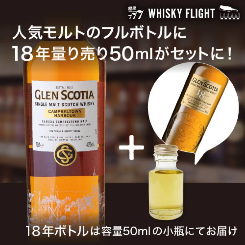 送料無料 グレンスコシア カンベルタウンハーバー 700ml + グレンスコシア 18年 50ml WHISKY FLIGHT 量り売り 飲み比べセット スコッチ シングルモルト ウィスキー whisky 虎S　※こちらの商品は「スペシャルセットがもらえるキャンペーン」のシールは付きません。