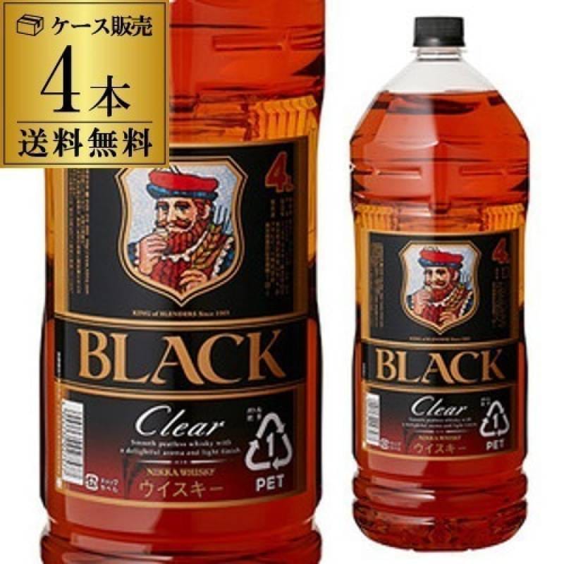 ニッカ ブラックニッカ クリア 37度 ペット 送料無料 4L (4000mL)×4本 ケース ウイスキー RSL 
