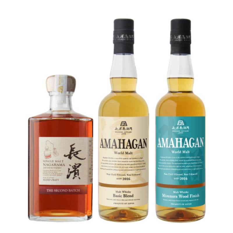 お一人様1セット限り シングルモルト長濱 THE SECOND BATCH アマハガン 第1弾 第3弾 ミズナラ 3本セット ザ セカンド バッチ シングルモルト ウイスキー 日本 滋賀 長浜 長濱蒸溜所 長S