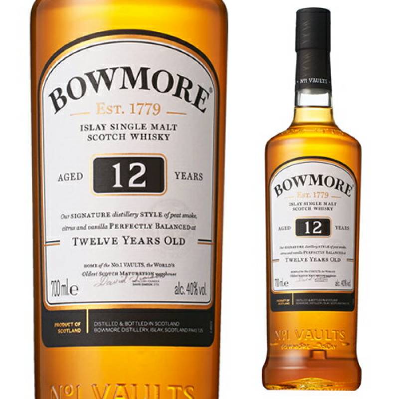 BOWMORE ボウモア12年 ウイスキー 700ml 40% 箱付×2　未開封 新ラベル】 ボウモア 12年 (黒ラベル) 並行品 40度 700ml : お酒のちゃ