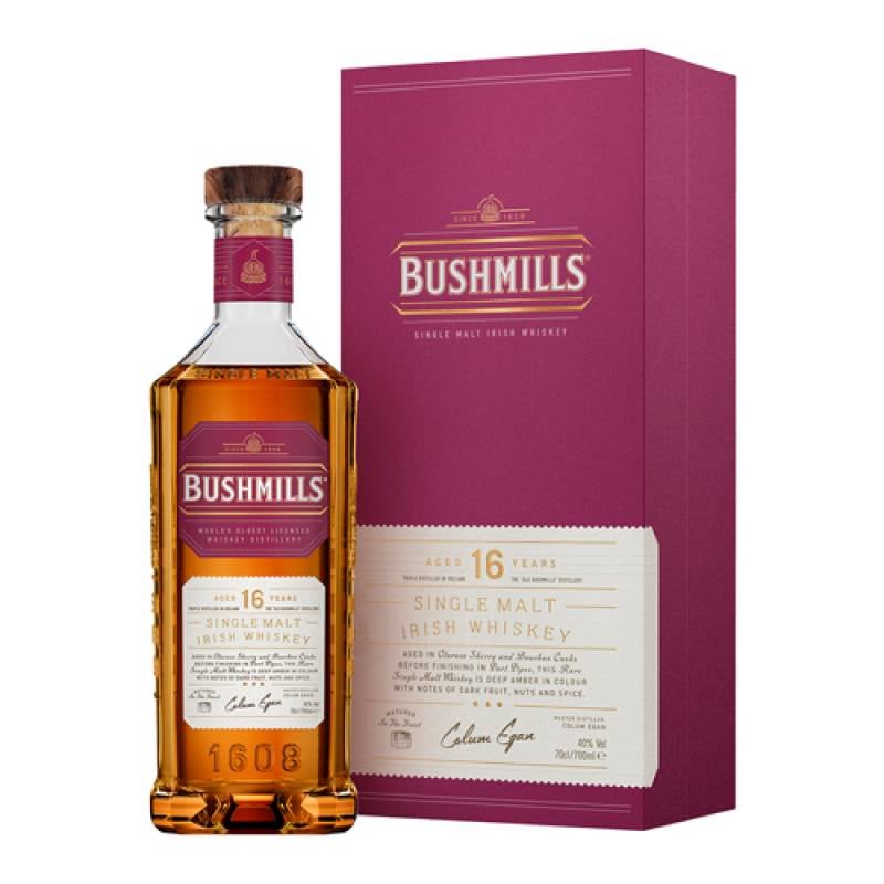 ブッシュミルズ シングルモルト 16年 700ml 40度 正規<br>オロロソシェリー ポートワイン樽 ウイスキー アイリッシュ 北アイルランド 長S