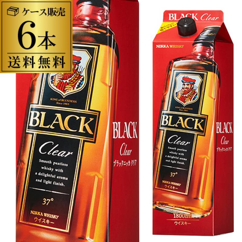 送料無料 ニッカ ブラックニッカ クリア 1800ml 37度 6本 ケース 紙パック 日本 ブレンデッド ウイスキー RSL 