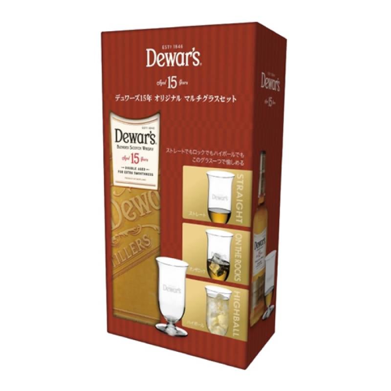 Dewar's 15年ウイスキー お得な4本セット オリジナルマルチグラス付き デュワーズ 15年 750ml 40度 ギフトセット