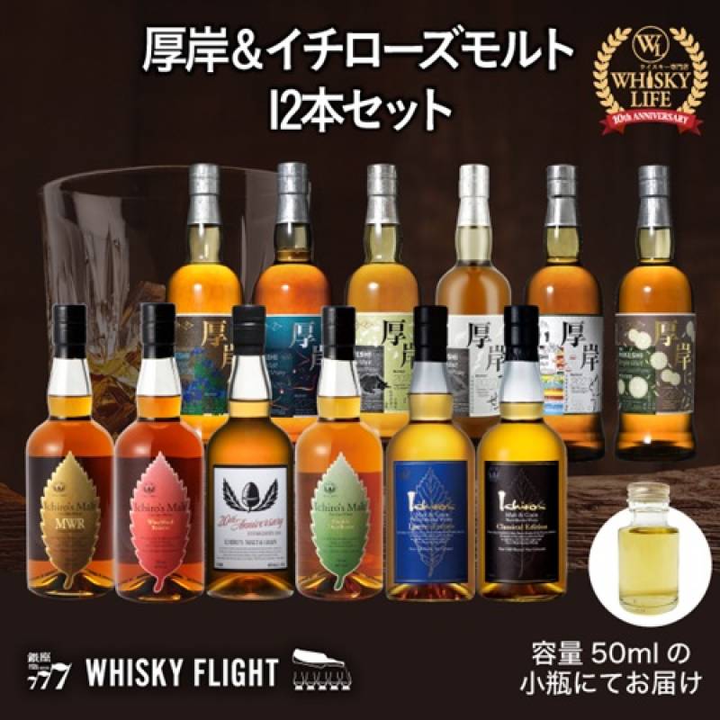 ウイスキーライフ10周年記念<br>厚岸＆イチローズモルト 50ml×12本