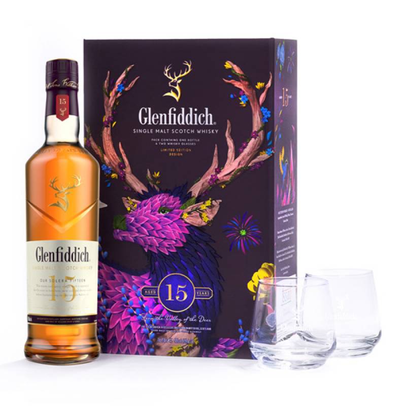 グレンフィディック 15年 ソレラ リザーブ グラス 付き ギフトBOX 40度 700ml 正規品<br>数量限定 シングルモルト ウイスキー スペイサイド 長S