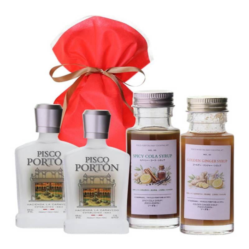 正規品 ピスコ ポルトン イージー カクテル キット 43度 50ml 4本 オリジナル ギフト バッグ付 PISCO PORTON ACHORADO BRANDY 南米 ペルー産 ブドウの蒸溜酒 ブランデー スピリッツ サワー 虎S