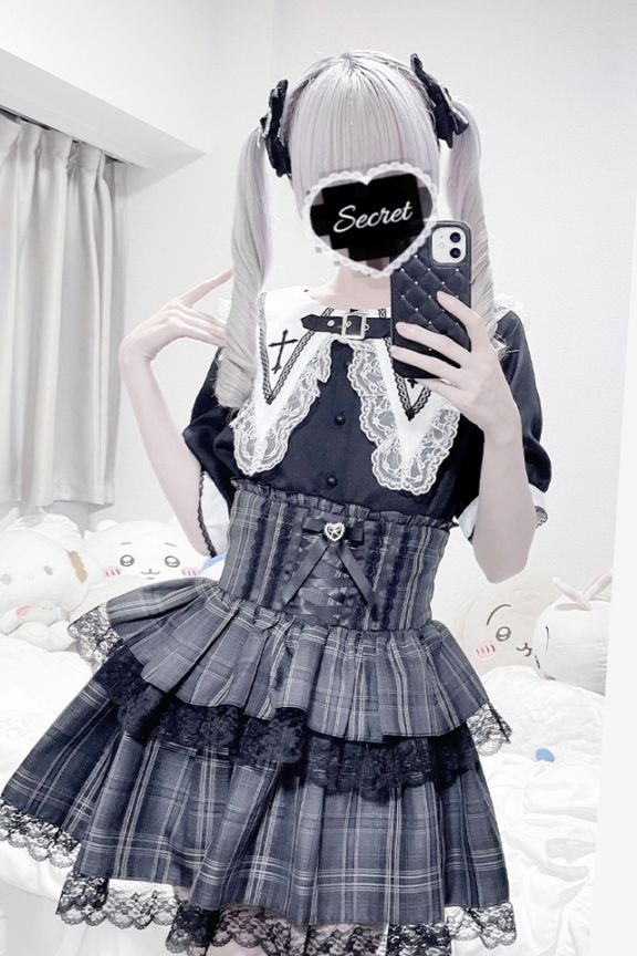 MA*RS】BIG襟クロス刺繍ブラウス - ホワイト size-F | 地雷系・量産型