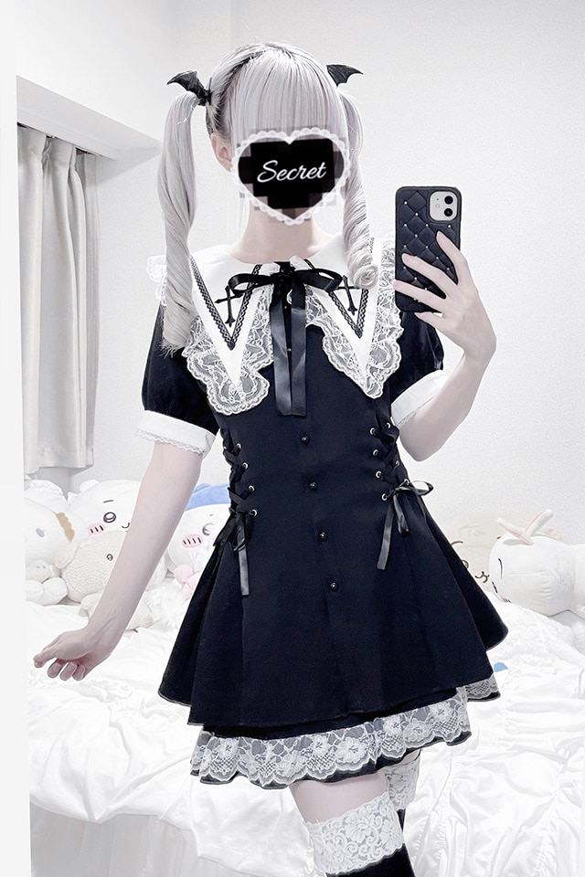 MARS꒦꒷♥スピンドル付きクロス刺繍SETUPブラック MA*RS】【2点SET】スピンドル付きクロス刺繍SETUP - ブラック