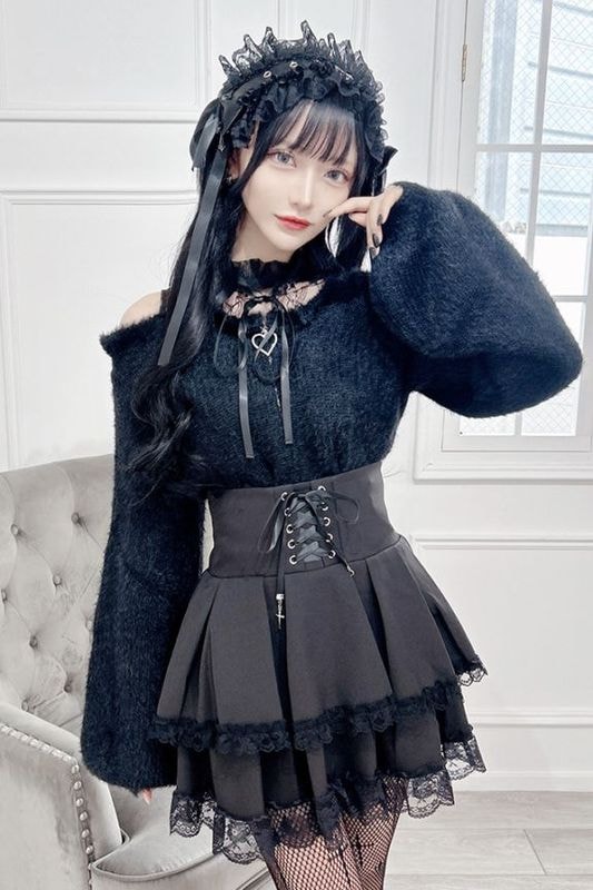 【MA*RS】肩開きシャギーニットトップス - ブラック size-F|トップス|MA*RS ALL ITEM