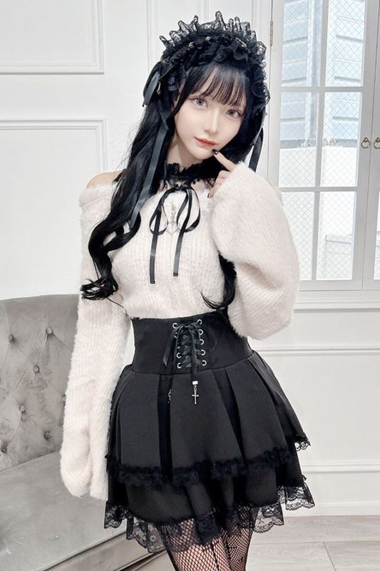 【MA*RS】肩開きシャギーニットトップス - ピンク size-F