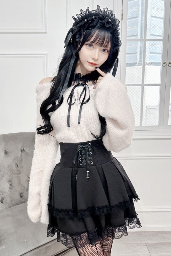 トップス m MA*RS】肩開きシャギーニットトップス - ピンク size-F | 地雷系
