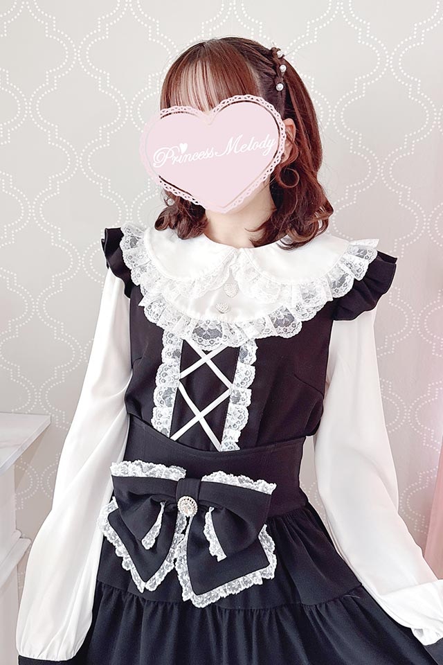 MARSブラウス2点リボン レース フリル黒ピンクPrincess Melody MA*RS】肩開きフリルスライダーブラウス - ピンク size-F | 地雷