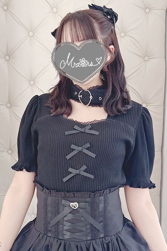 【MA*RS】ハートベルト付きテレコトップス - ブラック size-F