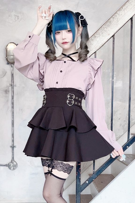 MA*RS】ハートバックル二段フリルスカパン - ブラック size-F