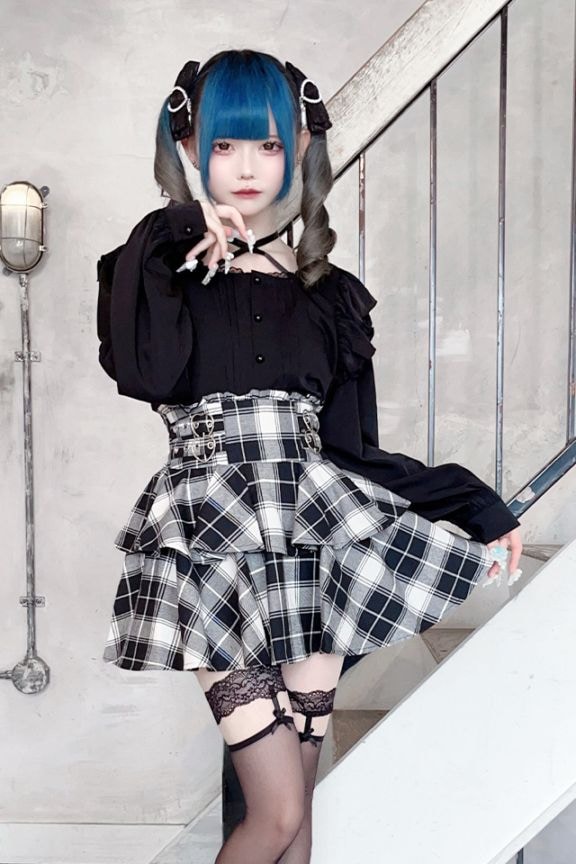 MA*RS】ハートバックル二段フリルスカパン - BLK/ホワイト size-F