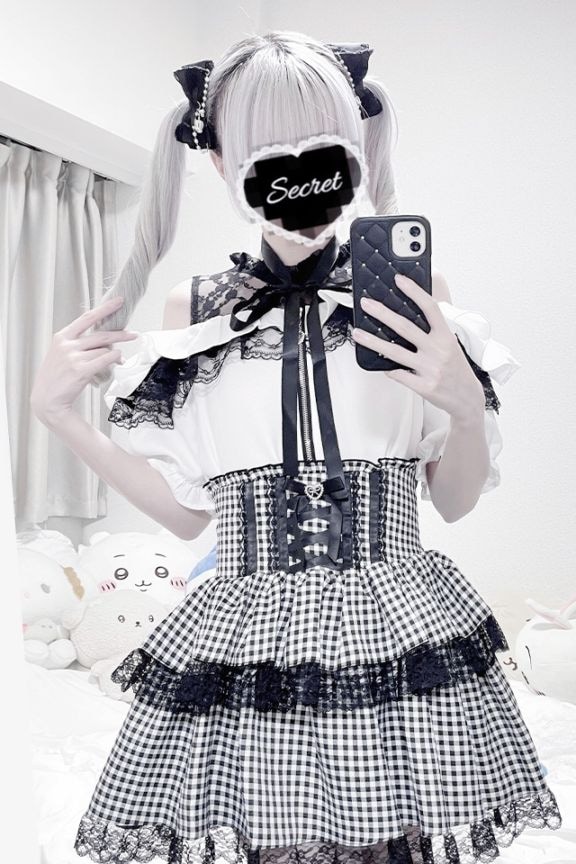 MA*RS】肩開きフリルスライダーブラウス - WHT/ブラック size-F | 地雷