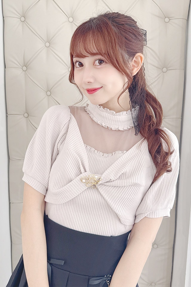 【MA*RS】ブローチ付きねじりテレコTOPS - ホワイト size-F MA*RS】ブローチ付きねじりテレコTOPS - ピンク size-F | 地雷系