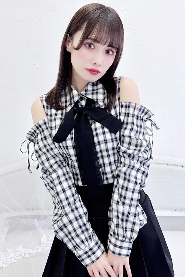 ♥まりたろ様♥ MA*RS】チェック肩あきブラウス - WHT/ブラック size-F | 地雷系
