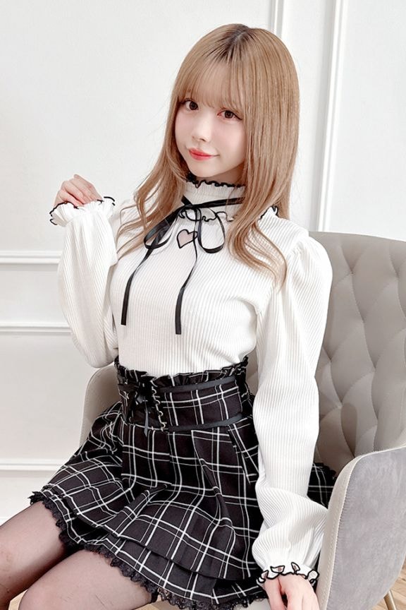 MA*RS】ワントーンハートくり抜きテレコトップス - WHT/WHT size-F