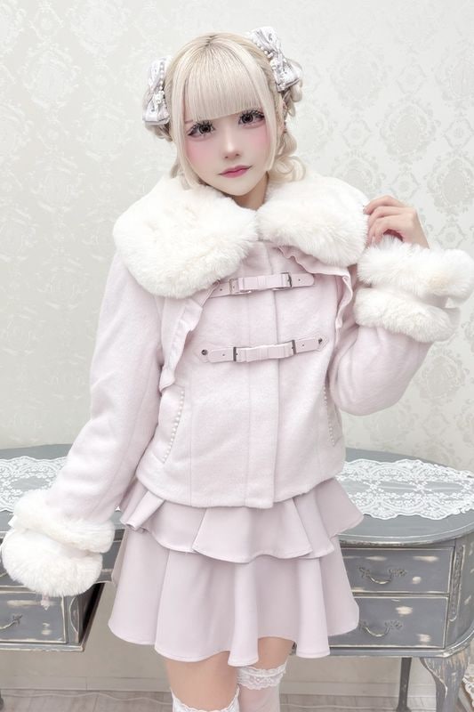 【MA*RS】【さきまるちゃんコラボ】リボンベルトショートコート - ピンク size-F