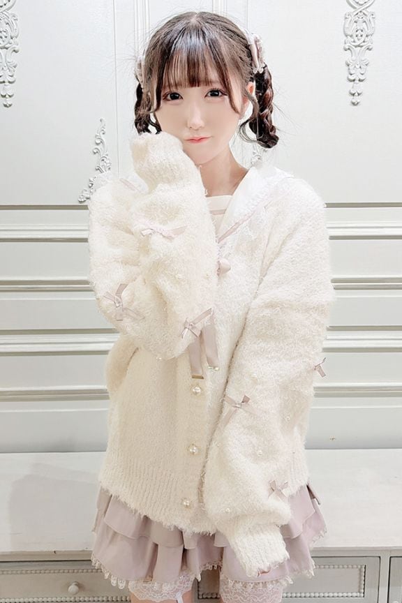 MA*RS】ちびリボンニットカーディガン - WHT/ピンク size-F | 地雷系