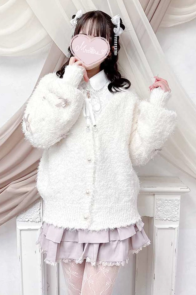 ラブテックボンボン　カーディガン　ピンク 名品・再登場】ファンシーツイードニットカーディガン | La