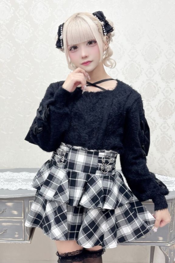 MA*RS】スクエア開きリボンケーブルニット - ブラック size-F | 地雷系