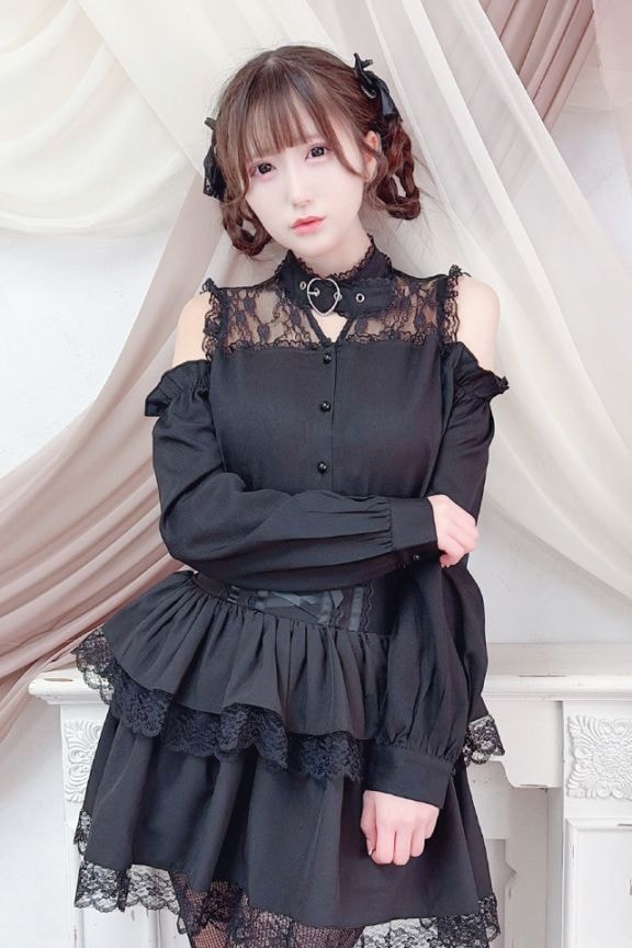 MA*RS】ハートバックル肩開きブラウス - ブラック size-F | 地雷系