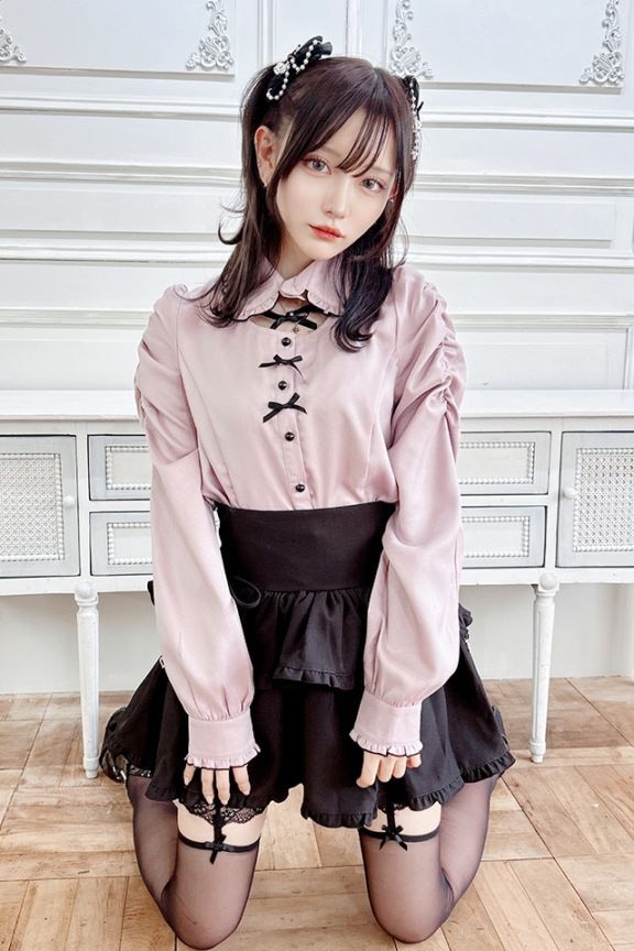 MA*RS】デコルテ開きメローフリル襟ブラウス - ピンク size-F | 地雷系