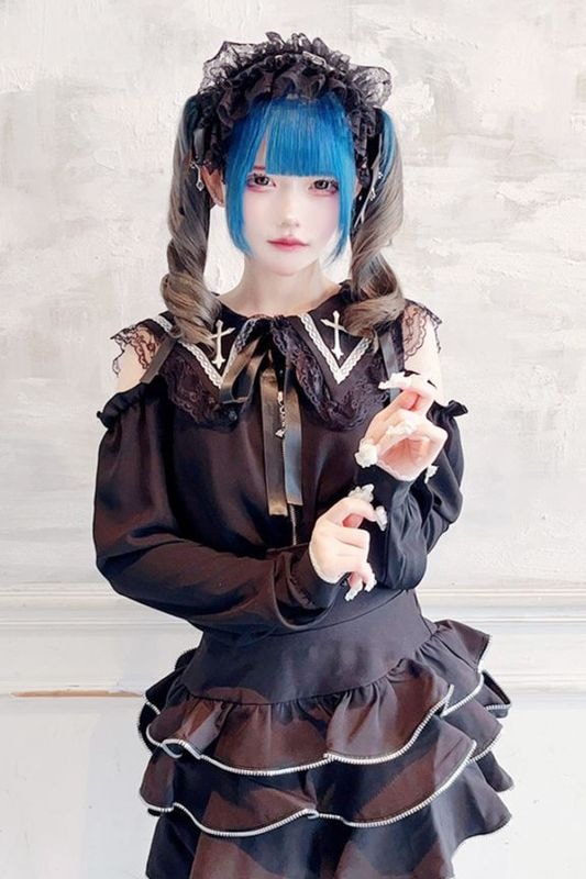 MARS Sugar gloss ハートボタン ブラック トップス|地雷系・量産型のファッション通販サイトMARS（マーズ