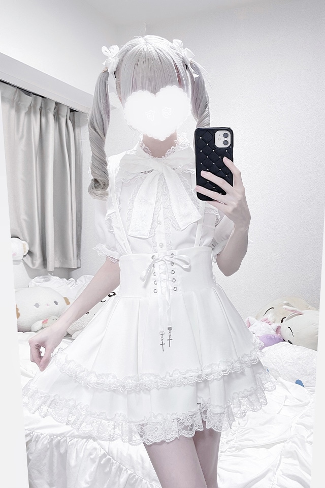 MA*RS】クロスチャーム付きスピンドルスカパン - ホワイト size-F