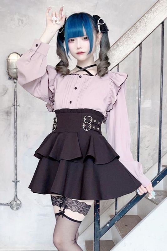 MA＊RSのミニスカート MA*RS】ZIPフリルスカパン - ブラック size-F | 地雷系・量産型の