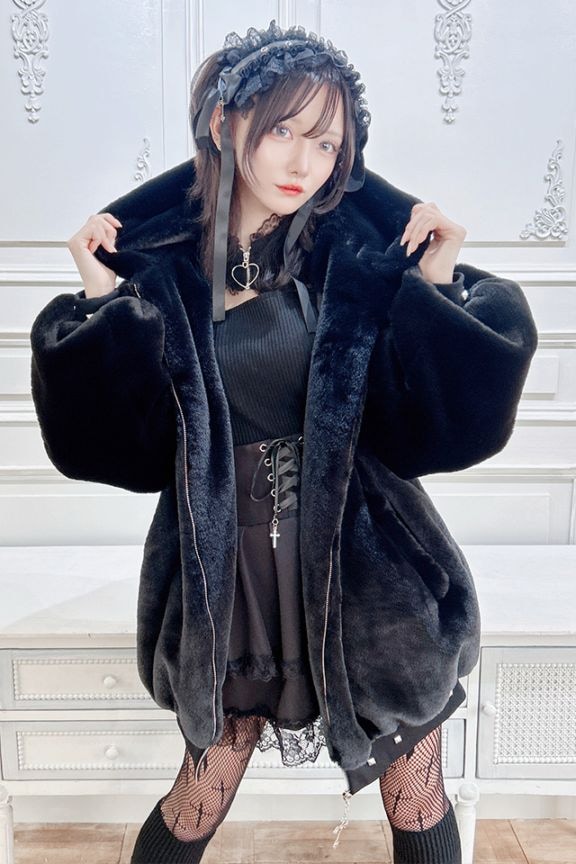 MA*RS】クロス刺繍ファーブルゾン - ブラック size-F | 地雷系・量産型