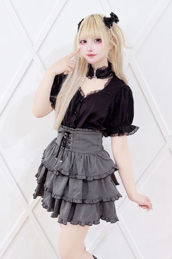MA*RS】3段メローフリルスカパン - チャコールグレー size-F | 地雷系
