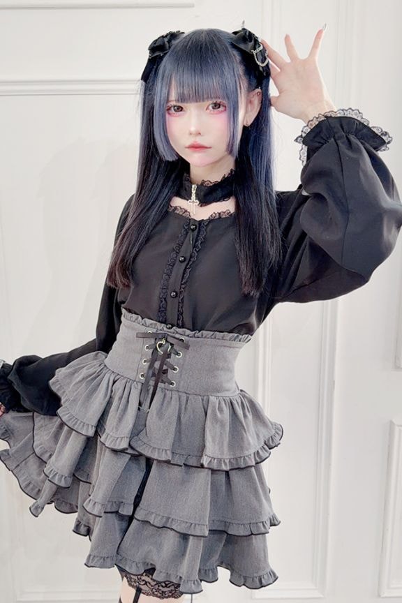 MA*RS】クロスチョーカー付きブラウス - ブラック size-F | 地雷系